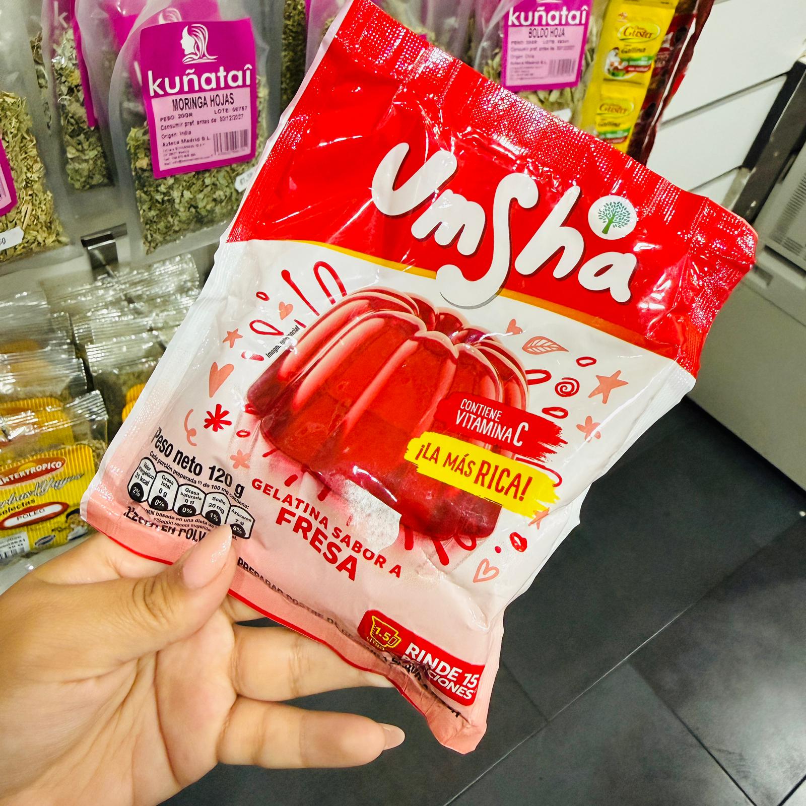Geltina de fresa Umsha
